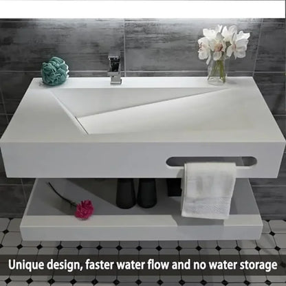 Rectangular Bathroom Vanity Sink Stone Resin