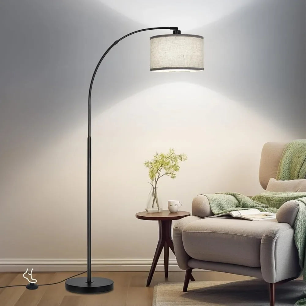 Adjustable Drum Shade, Arched Floor Lamp