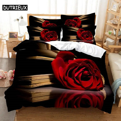 Red Rose Bedding Set Quilt Duvet Cover Comforter