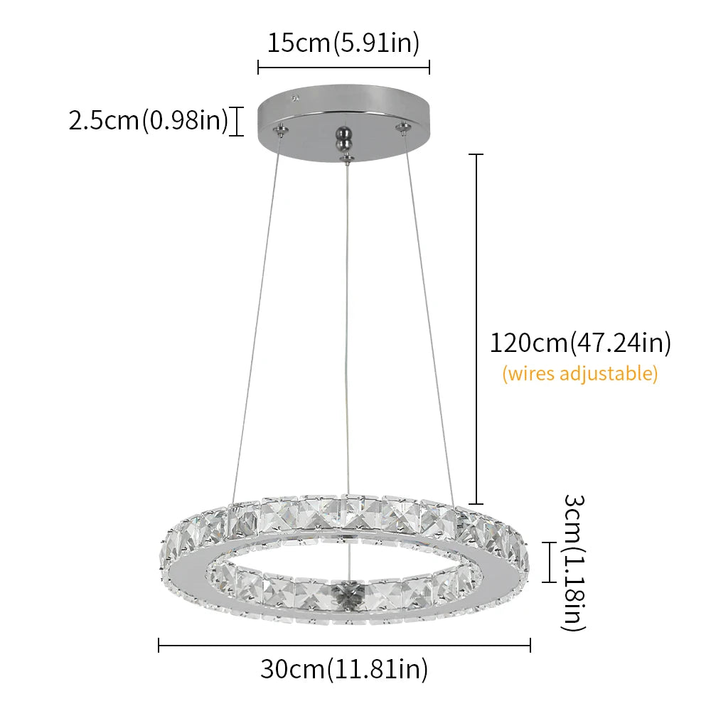 Led Luxury Crystal Pendant Light Rings