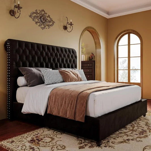 King Bed Frame, Upholstered Platform Frame