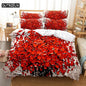 Red Rose Bedding Set Quilt Duvet Cover Comforter