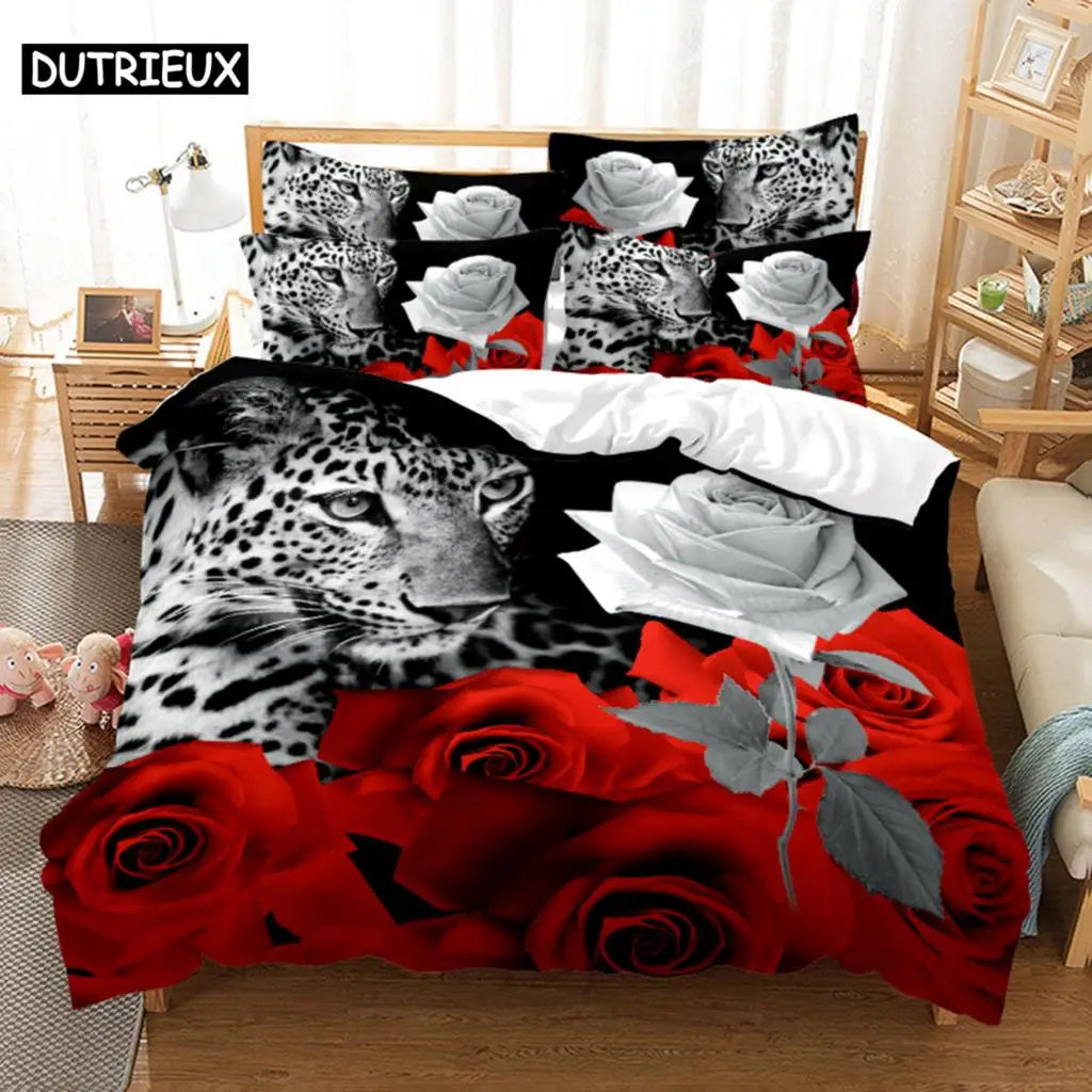 Red Rose Bedding Set Quilt Duvet Cover Comforter