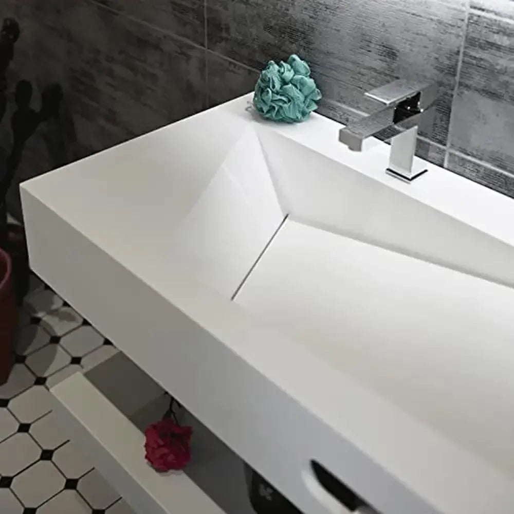 Rectangular Bathroom Vanity Sink Stone Resin