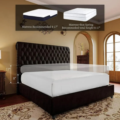 King Bed Frame, Upholstered Platform Frame