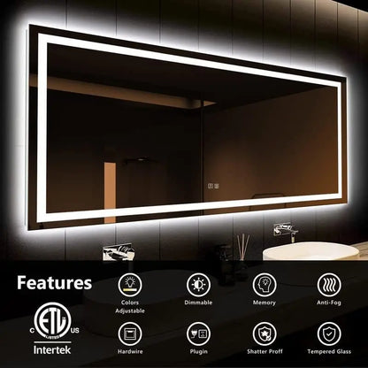 55 x 36 Inches LED Bathroom Mirror