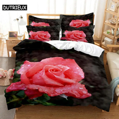 Red Rose Bedding Set Quilt Duvet Cover Comforter