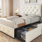 Upholstered Bed Frame, Faux Leather Platform