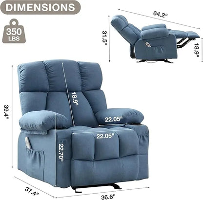 Rocker Recliner Chair with Heat and Vibration Ergonomic Rocking Lounge Chair