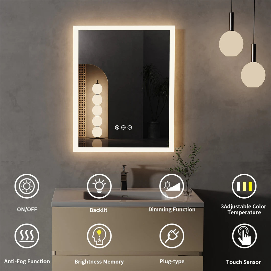 LED Bathroom Mirror with Backlit 400x500mm