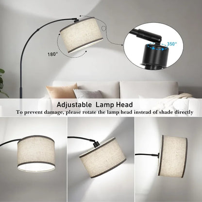 Adjustable Drum Shade, Arched Floor Lamp