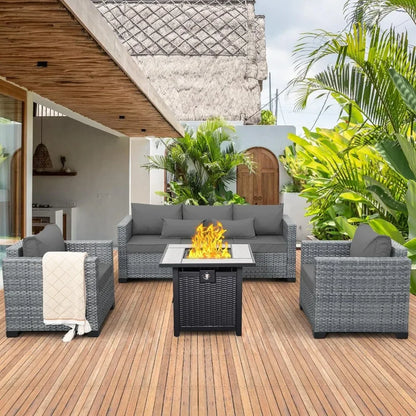 4 Piece Patio Furniture With Fire Pit